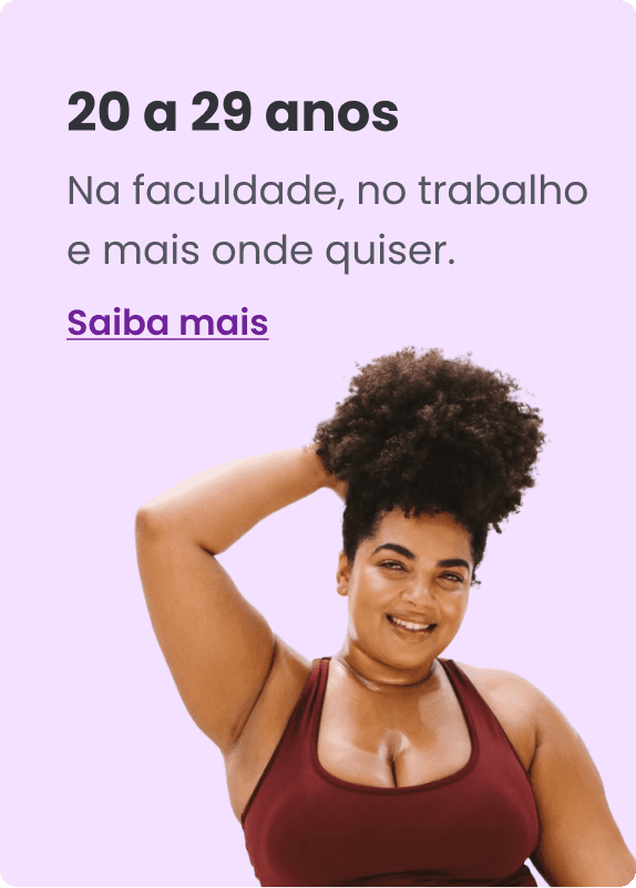 Coletor Menstrual para mulheres de 20 a 29 anos (sem filhos)