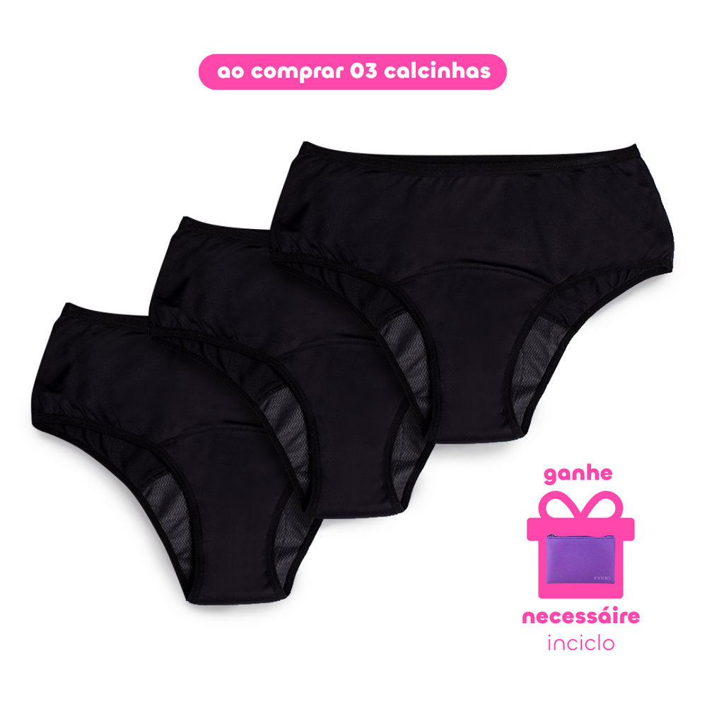 Calcinha Absorvente Inciclo Básica Conquista - Preto - Loja Inciclo
