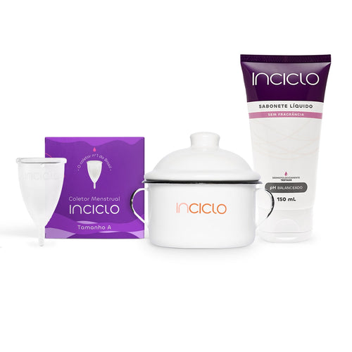 Kit Coletor Menstrual + Panelinha + Sabonete Inciclo Tamanho A