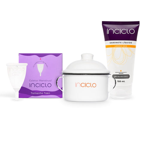 Kit Coletor Menstrual + Panelinha + Sabonete Inciclo Tamanho Teen